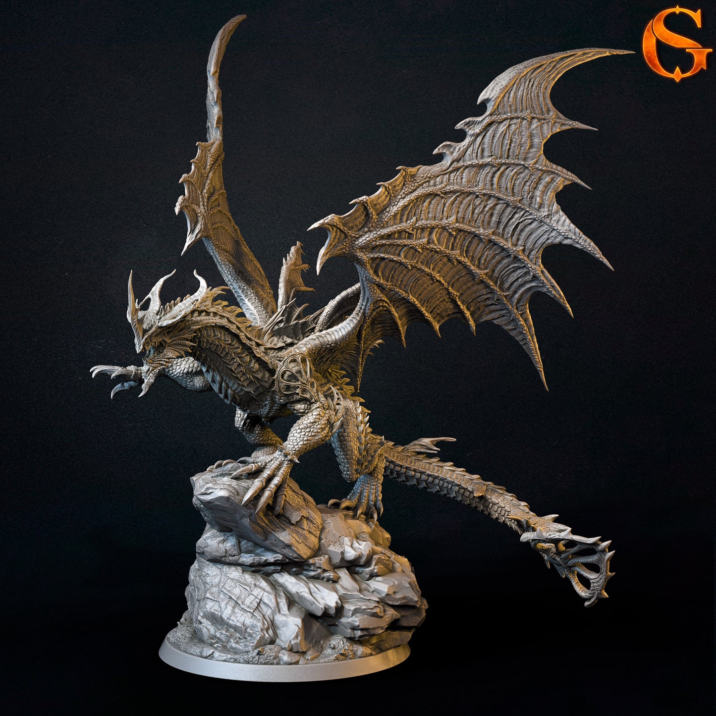 Solgoodcreations - Ancient Horned Dragon - DnD/TTRPG Figure/Miniature