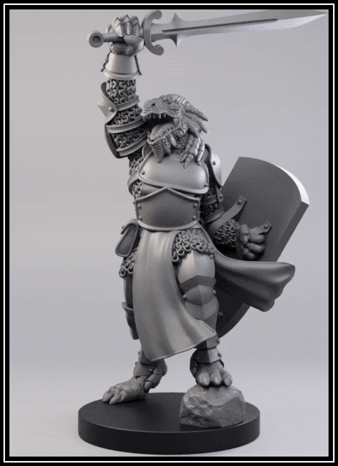 STL - Dragonborn Paladin - DnD/TTRPG Figure/Miniature