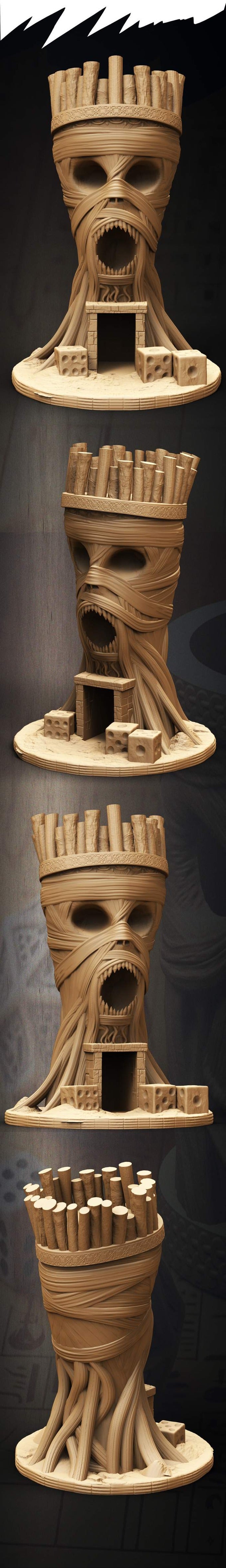 Slope3D - Mummy (Root) Dice Tower - DnD/TTRPG/Roleplaying/Wargames