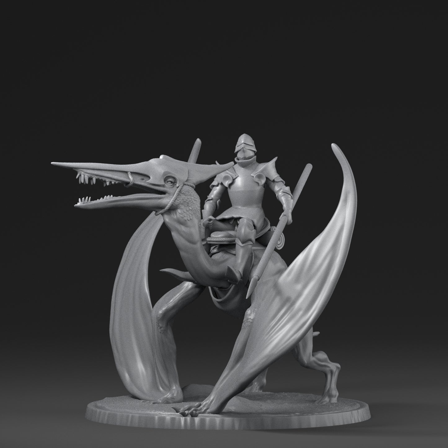 Dinoworld - Kingdoms #3 - Pterodactyl w/Rider - DnD/Pathfinder/TTRPG Figure