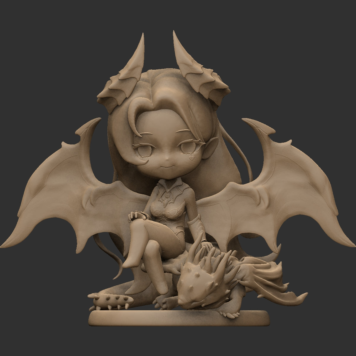 AliceFo - Chibi Monsters - Demoness & Dragon #1 - DnD/TTRPG Figure/Miniature
