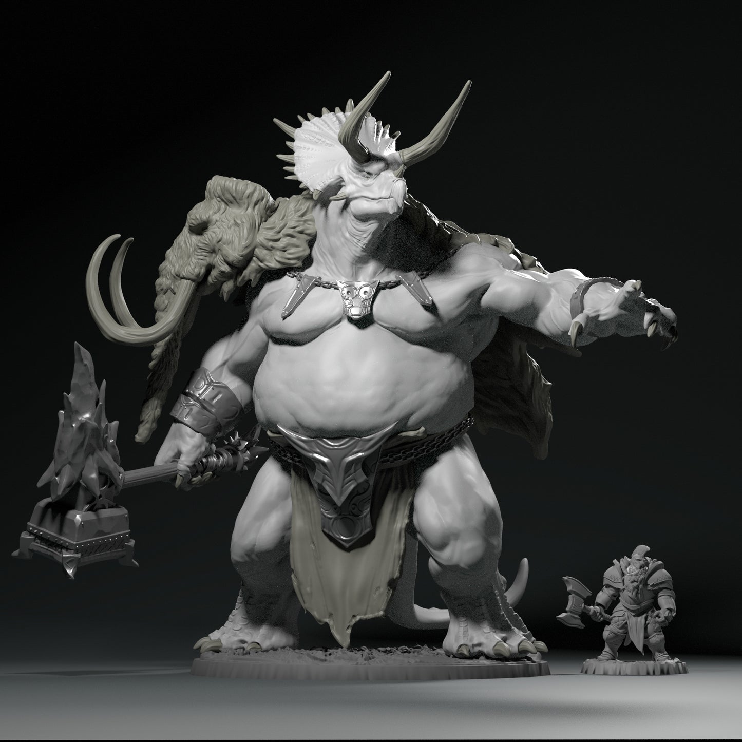 Dinoworld - Epics - Triceratops Demigod - DnD/Pathfinder/TTRPG Figure Miniature