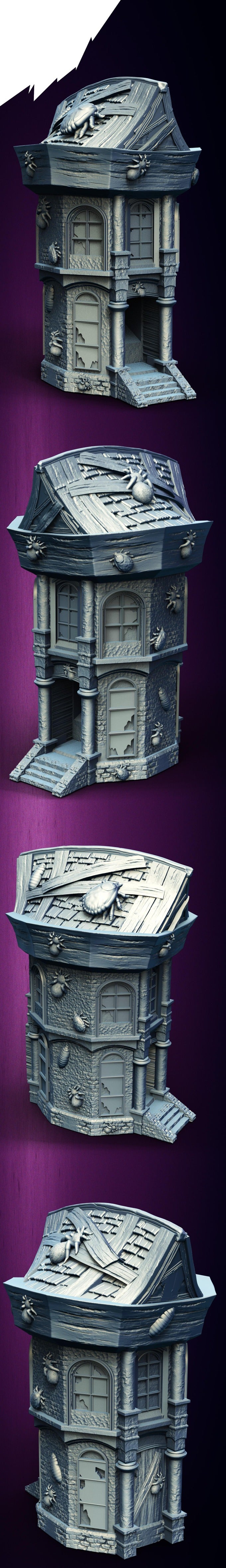 Slope3D - Infested Library Dice Tower - DnD/TTRPG/Roleplaying/Wargames