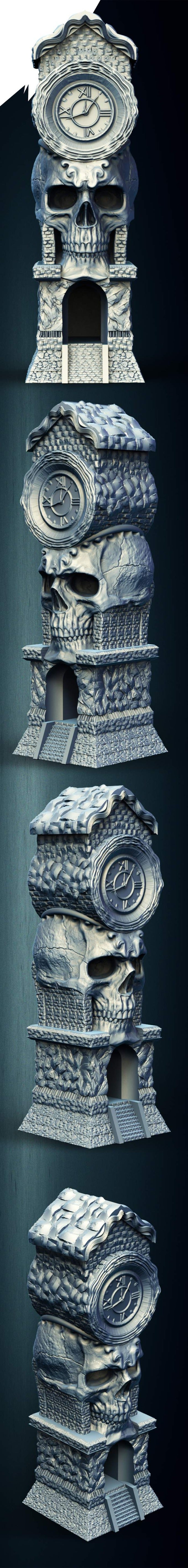 Slope3D - Skull Clock (Demon) Dice Tower - DnD/TTRPG/Roleplaying/Wargames