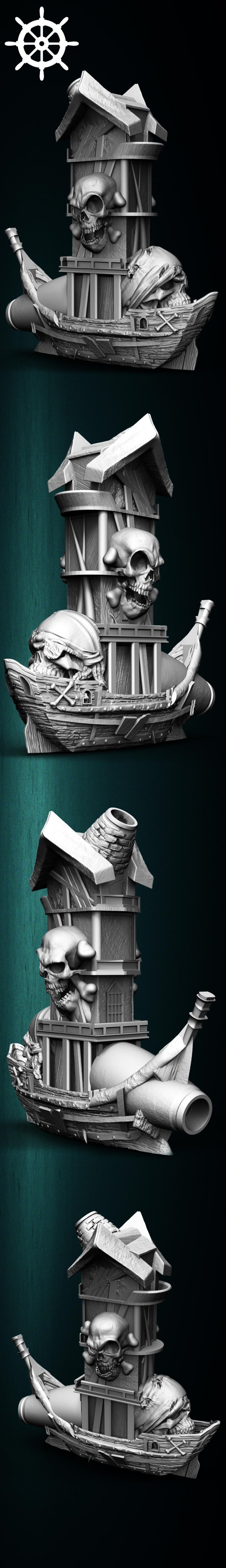 Slope3D - Pirate Ship (Cannon) Dice Tower - DnD/TTRPG/Roleplaying/Wargames