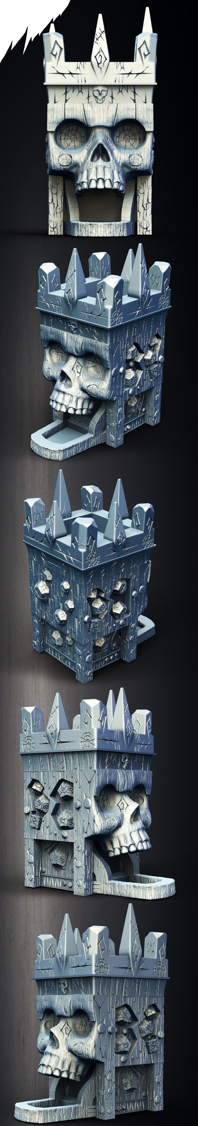 Slope3D - Ancient Skull (Square) Dice Tower - DnD/TTRPG/Roleplaying/Wargames