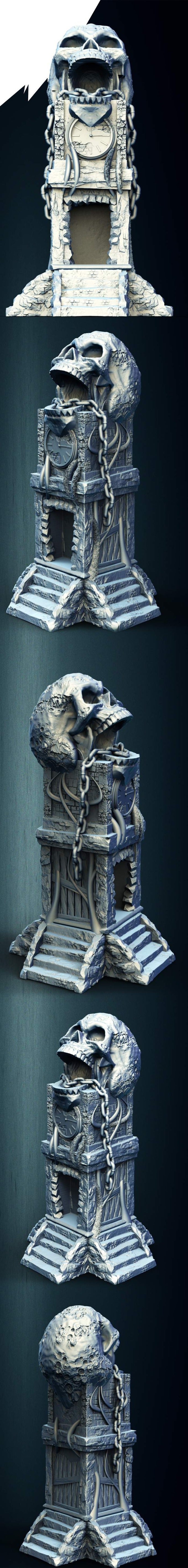 Slope3D - Skull Clock (Chained) Dice Tower - DnD/TTRPG/Roleplaying/Wargames