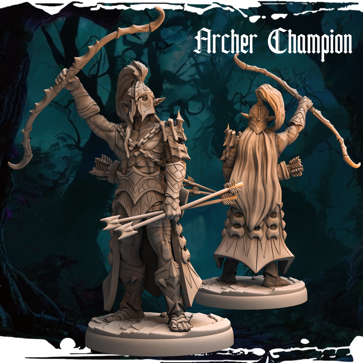 Monolith Arts - Dark Elves - Champion Archer - DnD/TTRPG Figure/Miniature