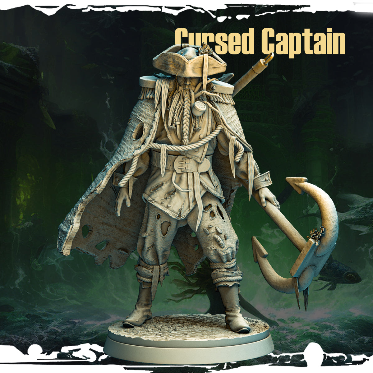 Monolith Arts - Terror on Cursed Waters - Cursed Pirate Captain - DnD/TTRPG Figure/Miniature