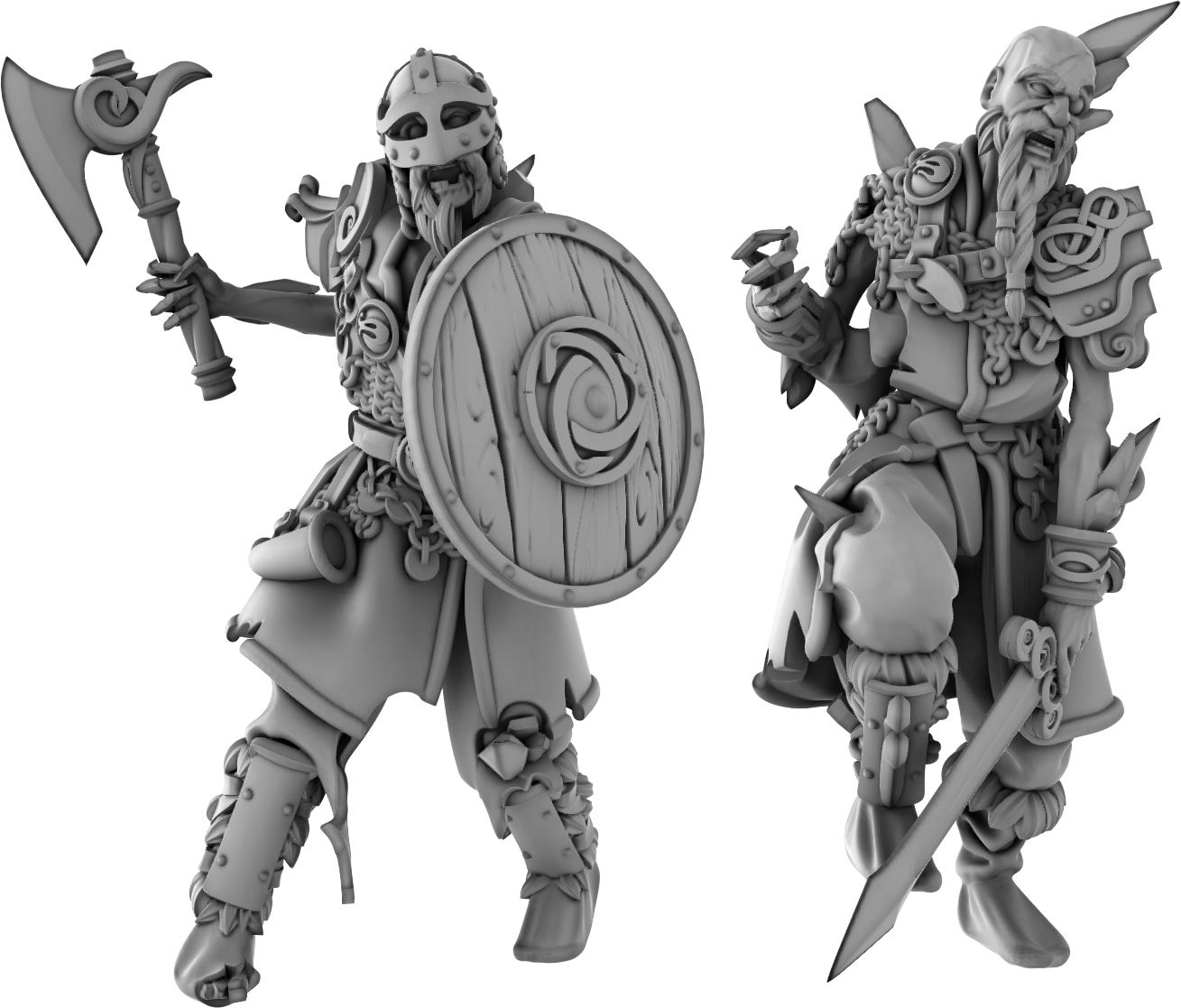 3DPZstudio - Dreadmist - Draugr Raider - DnD/TTRPG Figure/Miniature - Helios3DPrinting
