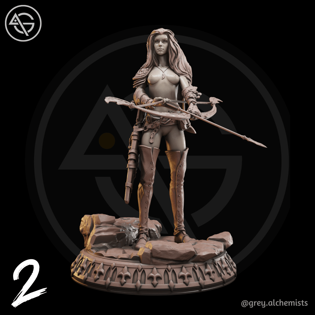 Grey Alchemists - Human Archer - 32mm/75mm DnD/Pathfinder/TTRPG Figure