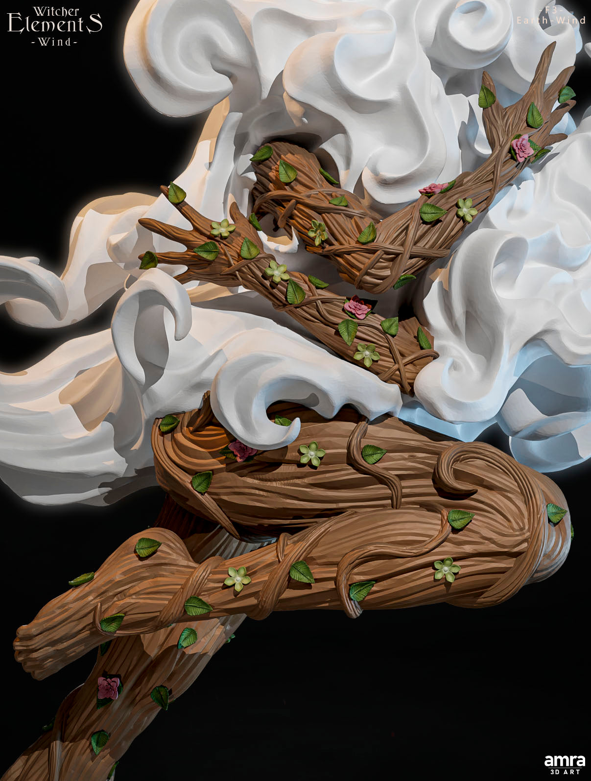 Amra 3D Art - Witcher Elements - Wind #2 - 80mm Pin Up/Figure/Model/Diorama - Helios3DPrinting