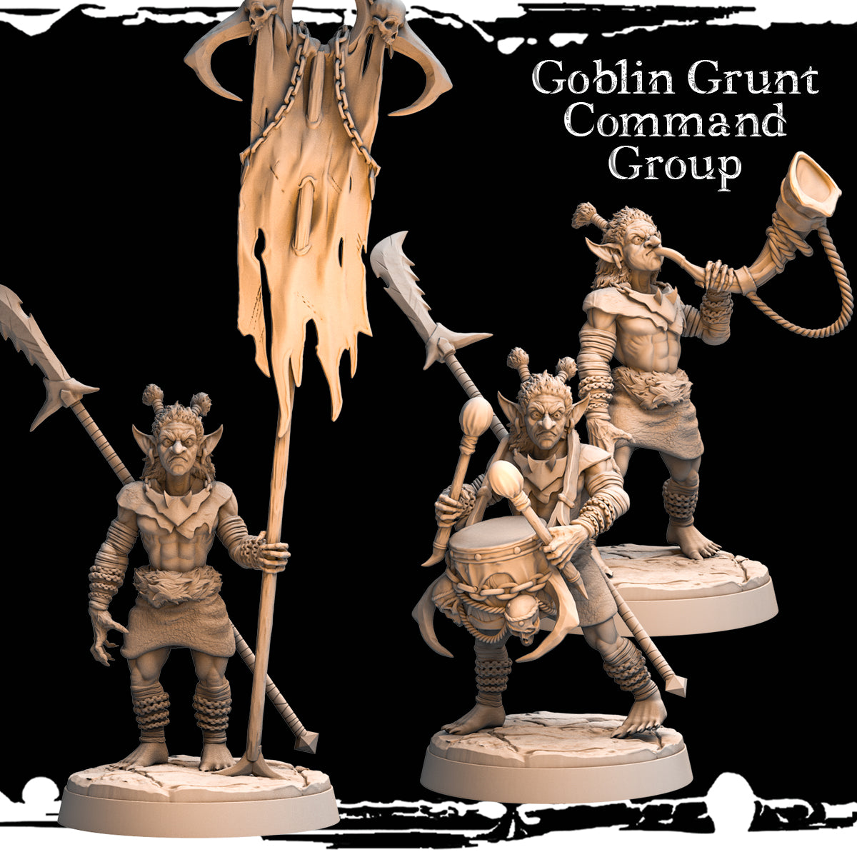 Monolith Arts - Greenskins - Goblin Command Grunts - DnD/TTRPG Figure/Miniature