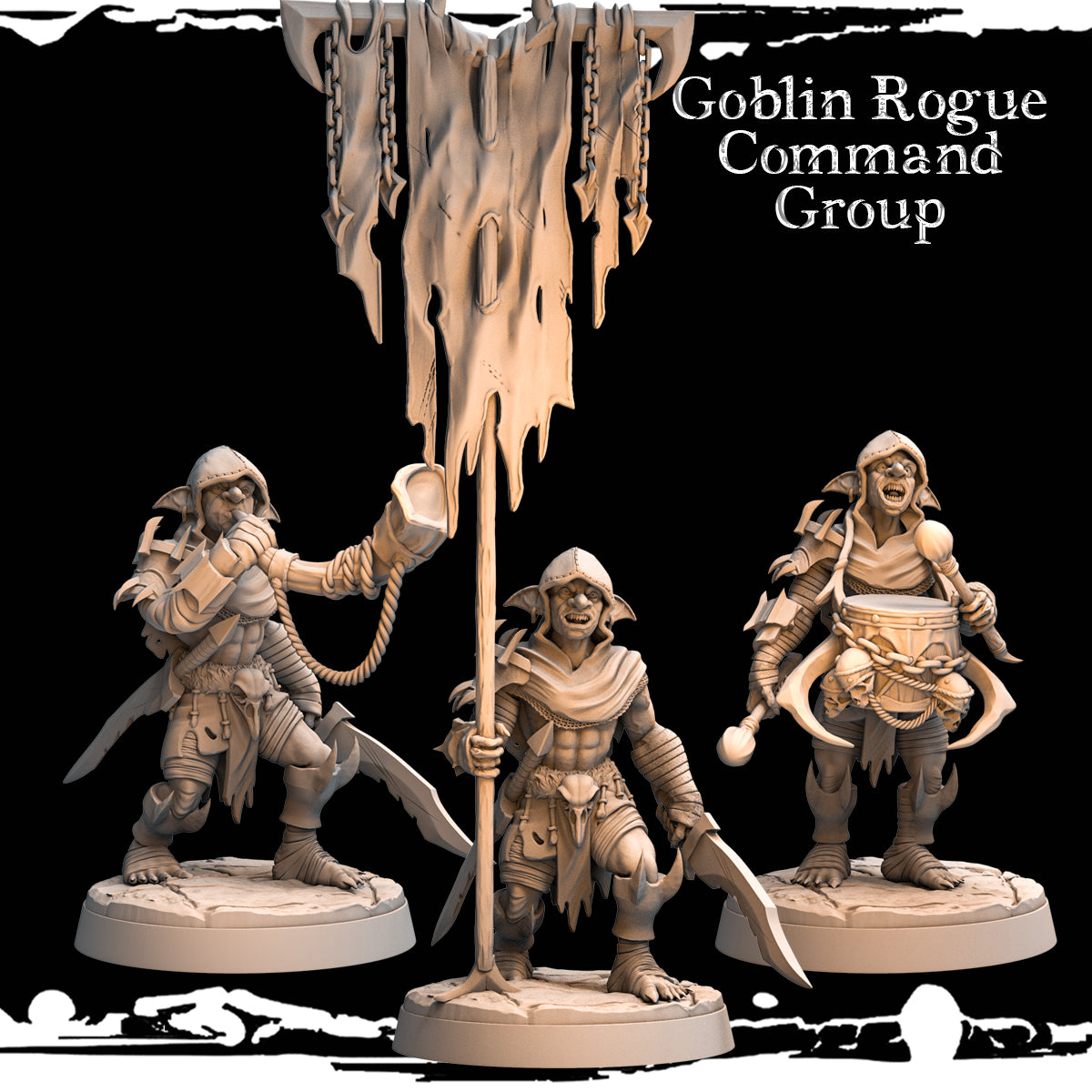 Monolith Arts - Greenskins - Goblin Command Rogues- DnD/TTRPG Figure/Miniature