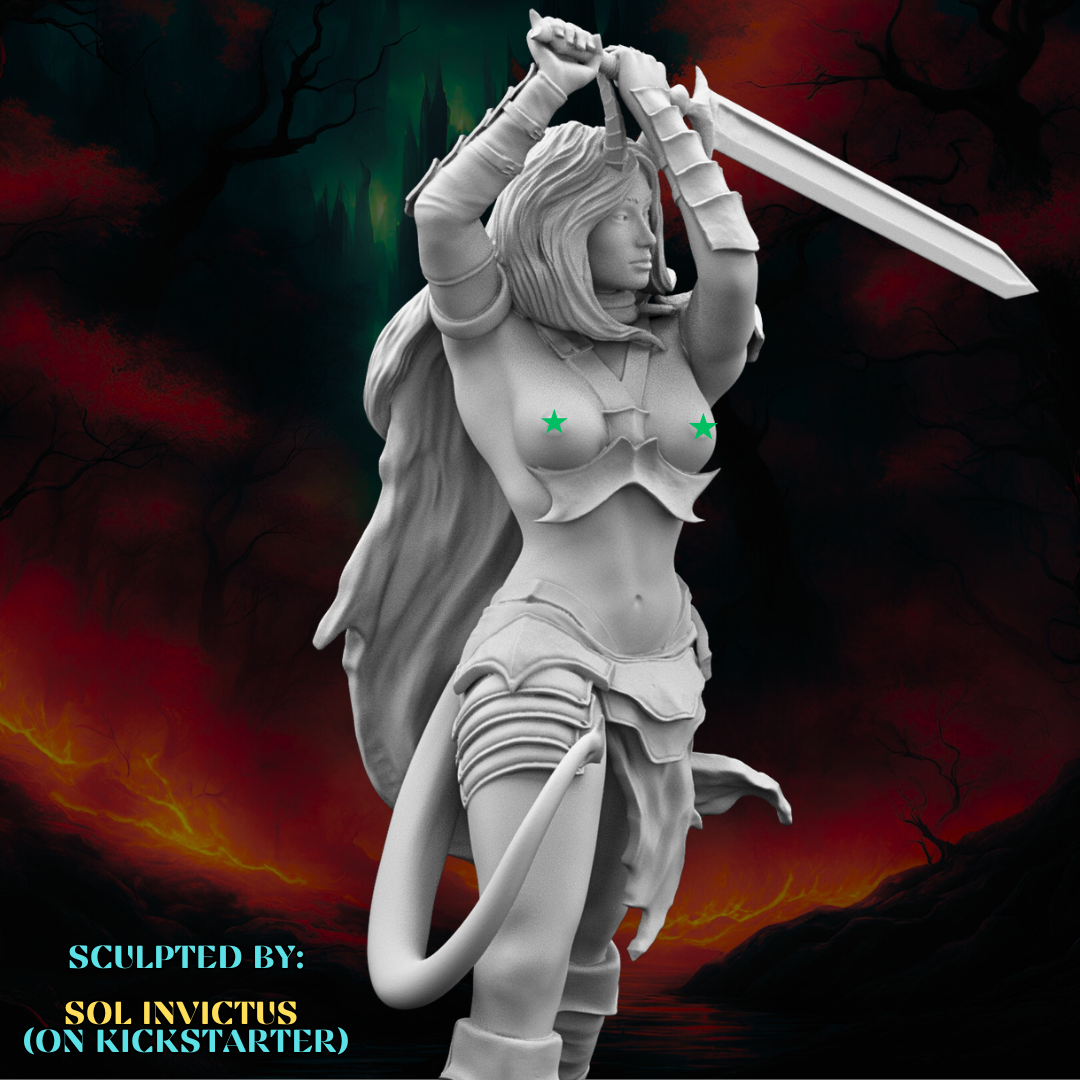 Sol Invictus - Tiefling Warrior #2 - 75mm Pin Up/Figure/Model/Diorama