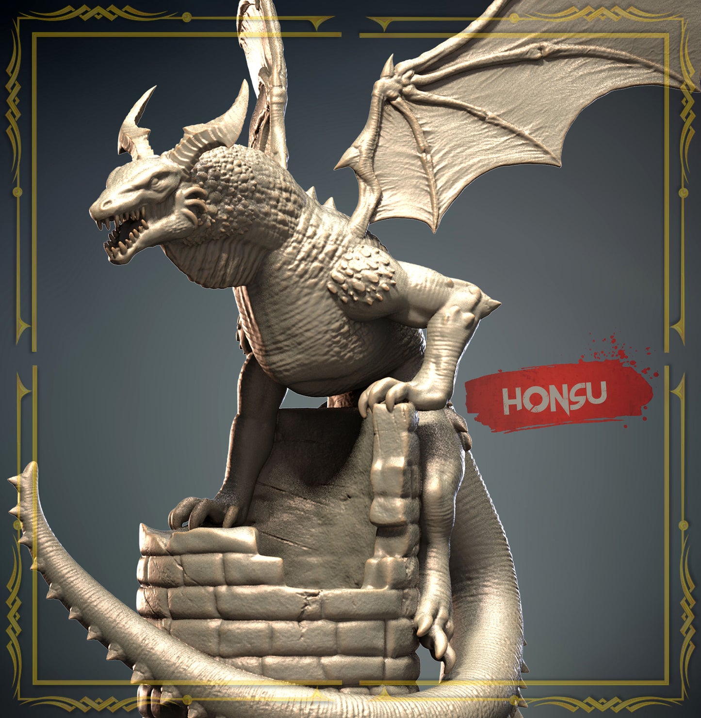 3D IPStudios - Dragons Worlds #1 - Honsu - DnD/TTRPG Figure/Miniature - Helios3DPrinting