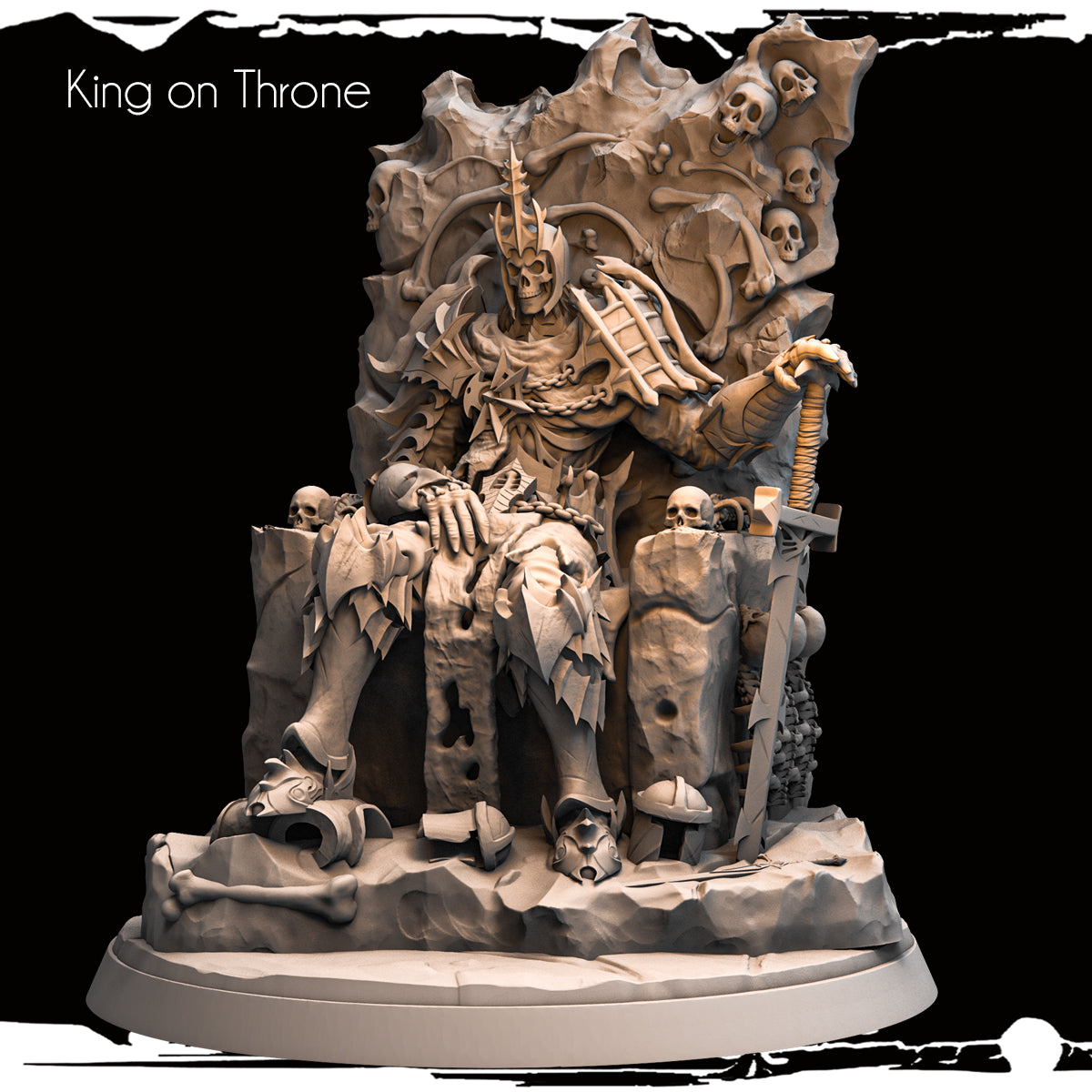 Monolith Arts - Skeletons - King on Throne - DnD/TTRPG Figure/Miniature