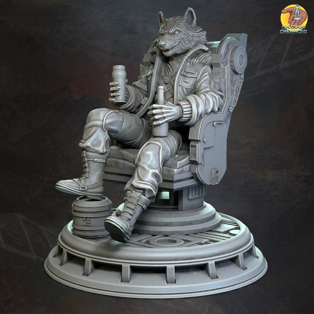 Solgoodcreations - Space Outpost - Wolfman Pilot - DnD/TTRPG Figure/Miniature