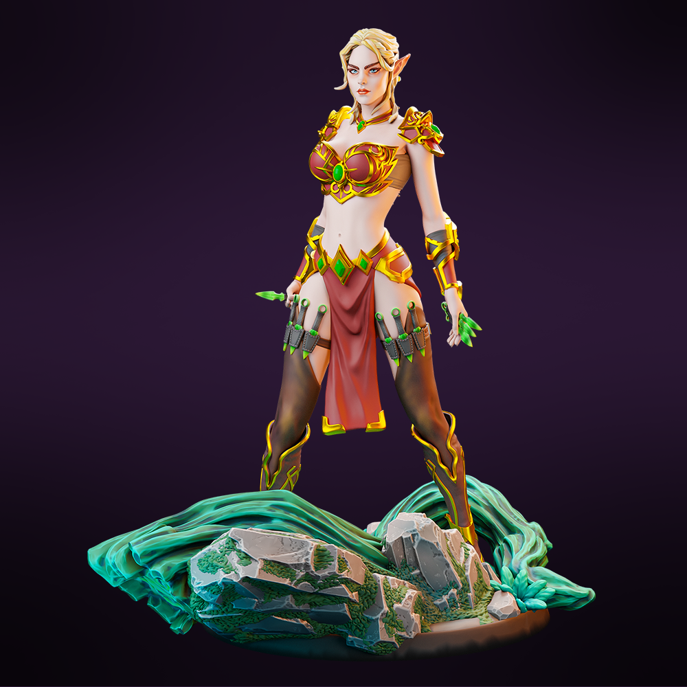 Miniatures Cave - Leilah- the Elven Shadowblade - 2 Poses - 75/100mm Pin Up/Figure/Model/Diorama