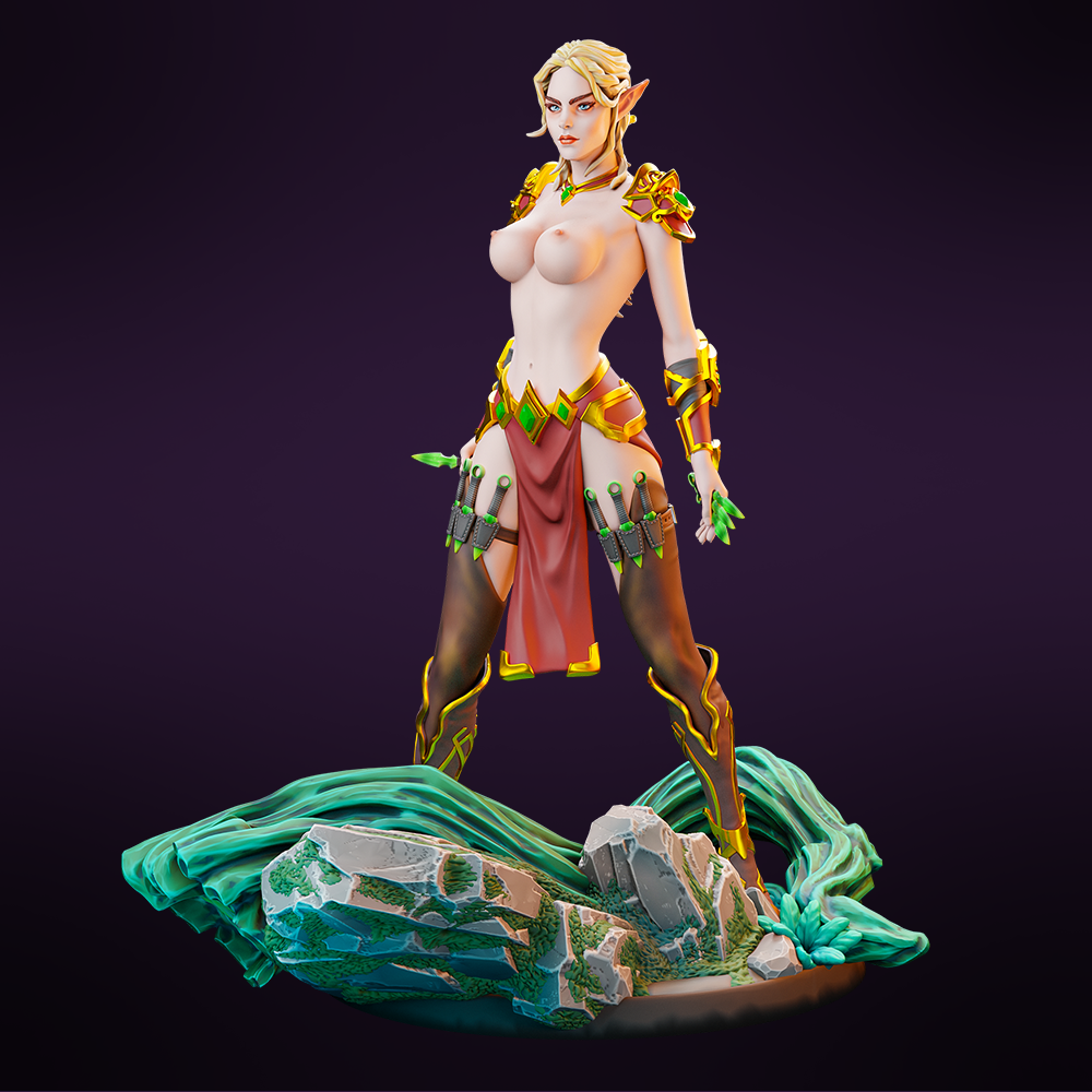 Miniatures Cave - Leilah- the Elven Shadowblade - 2 Poses - 75/100mm Pin Up/Figure/Model/Diorama