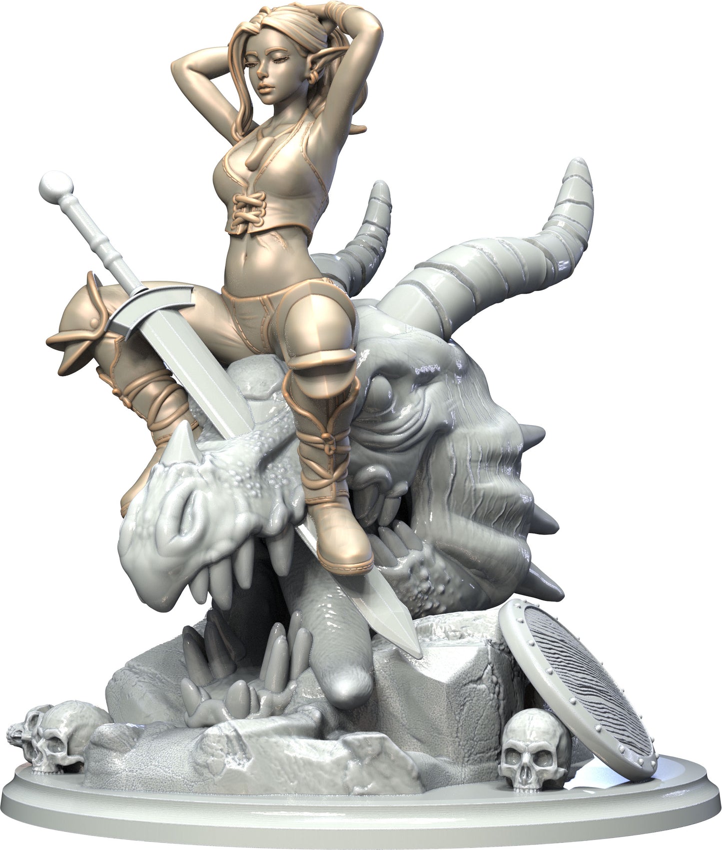 3D IPStudios - Nimrodel the Dragon Hunter - Pin Up/Figure/Model/Diorama - Helios3DPrinting