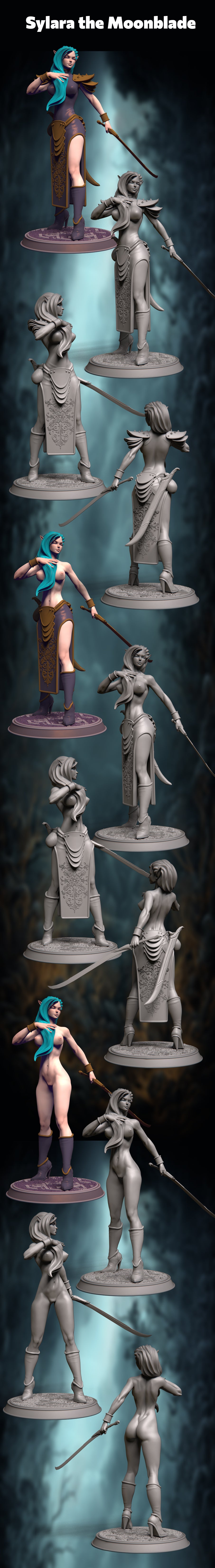 Z Kino - Enchantressess - Sylara the Moonblade - 75mm Pin Up/Figure/Model/Diorama