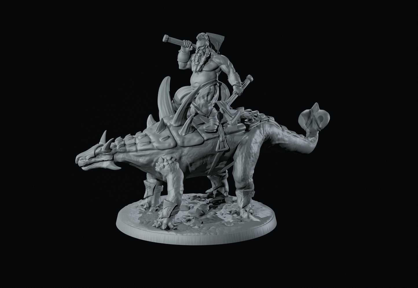 Dinoworld - Kingdoms #5 - Aletopella w/Dwarf - DnD/Pathfinder/TTRPG Figure