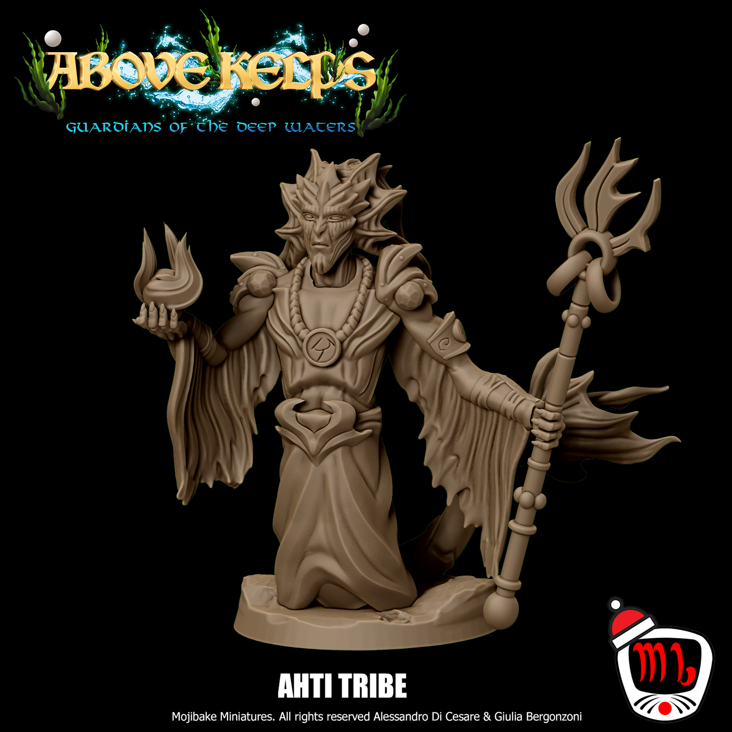 Mojibake - Above Kelps - Merfolk Mage - DnD/TTRPG Figure/Miniature - Helios3DPrinting