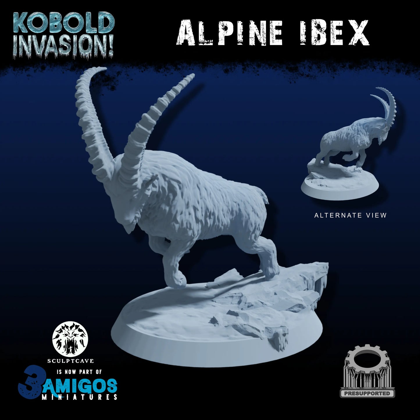 3 Amigos Miniatures - Kobold Invasion - Alpine Ibex - DnD/TTRPG Figure/Miniature - Helios3DPrinting