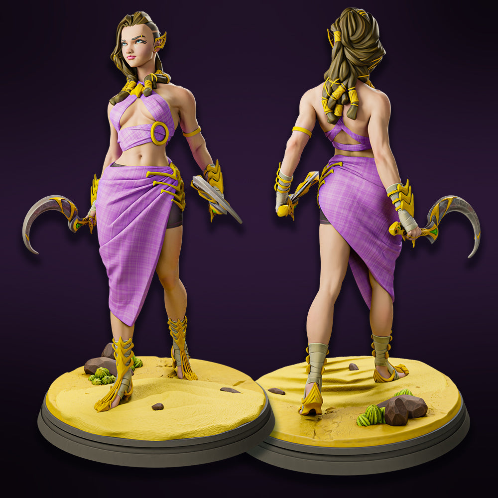 Miniatures Cave - Serphina, The Half-Elf Assassin - 2 Poses - 75/100mm Pin Up/Figure/Model/Diorama