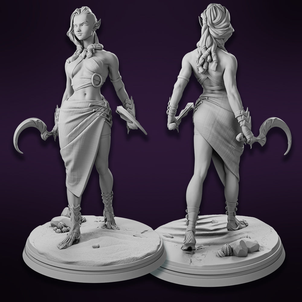 Miniatures Cave - Serphina, The Half-Elf Assassin - 2 Poses - 75/100mm Pin Up/Figure/Model/Diorama