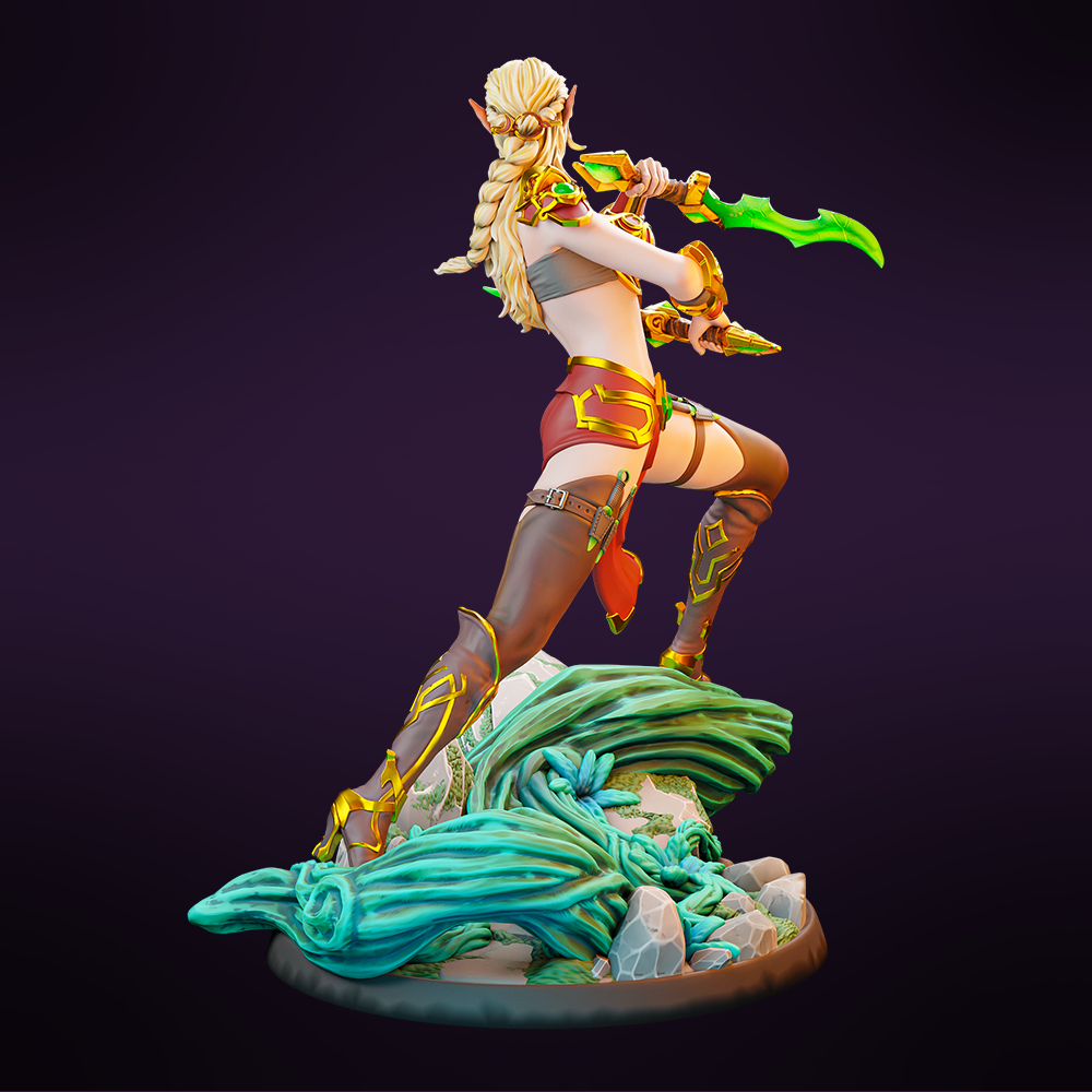 Miniatures Cave - Leilah- the Elven Shadowblade - 2 Poses - 75/100mm Pin Up/Figure/Model/Diorama