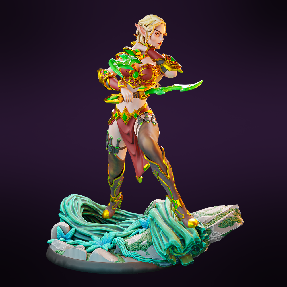 Miniatures Cave - Leilah- the Elven Shadowblade - 2 Poses - 75/100mm Pin Up/Figure/Model/Diorama