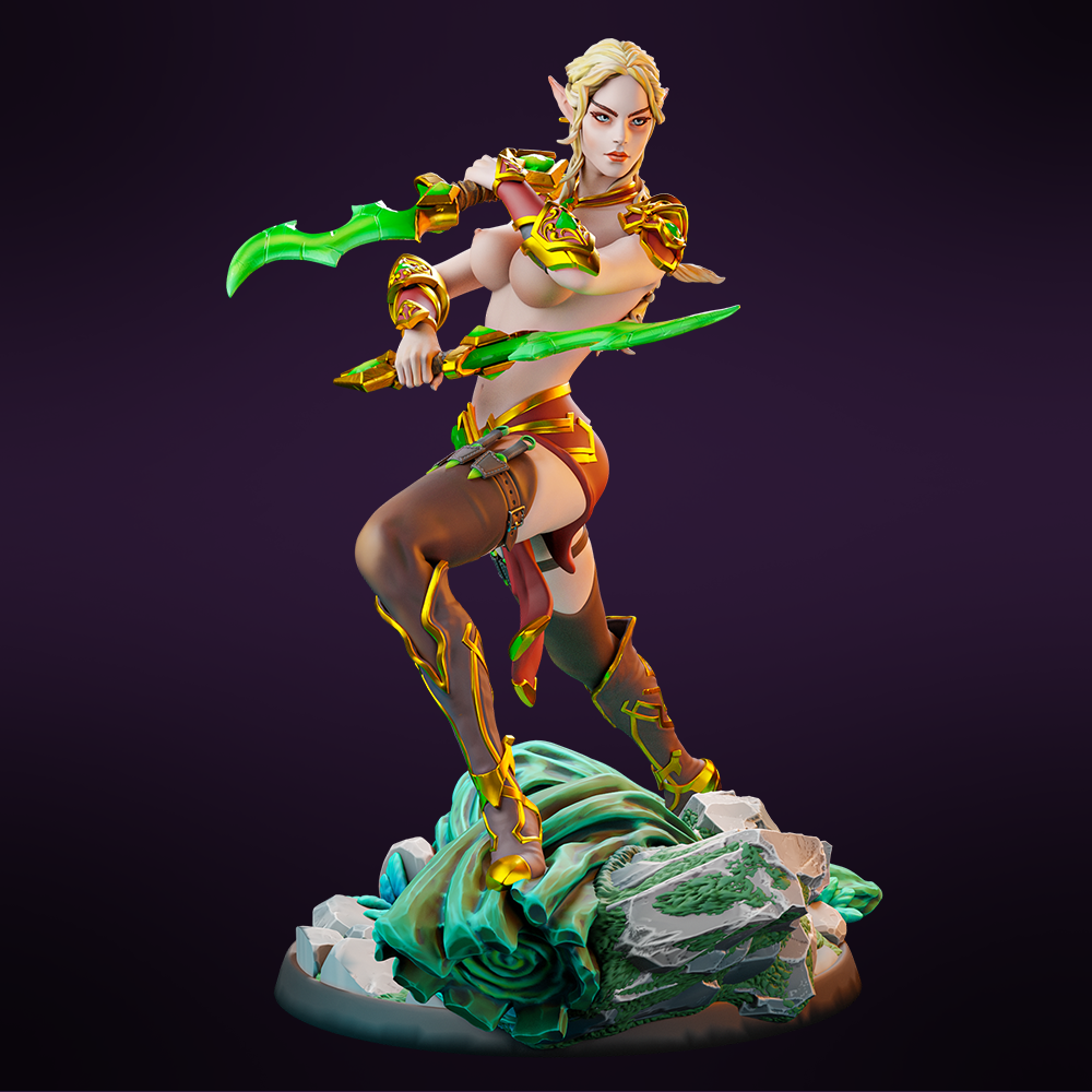 Miniatures Cave - Leilah- the Elven Shadowblade - 2 Poses - 75/100mm Pin Up/Figure/Model/Diorama