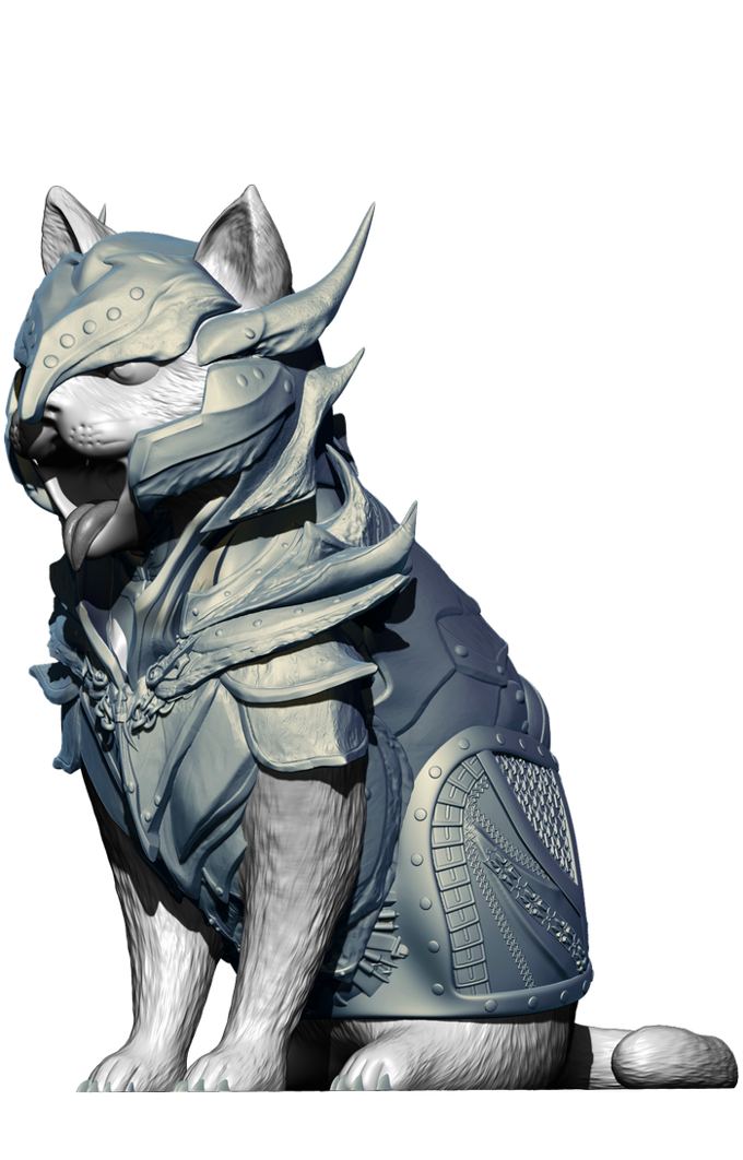 Slope3D - Armoured Cat Dice Tower - DnD/TTRPG/Roleplaying/Wargames