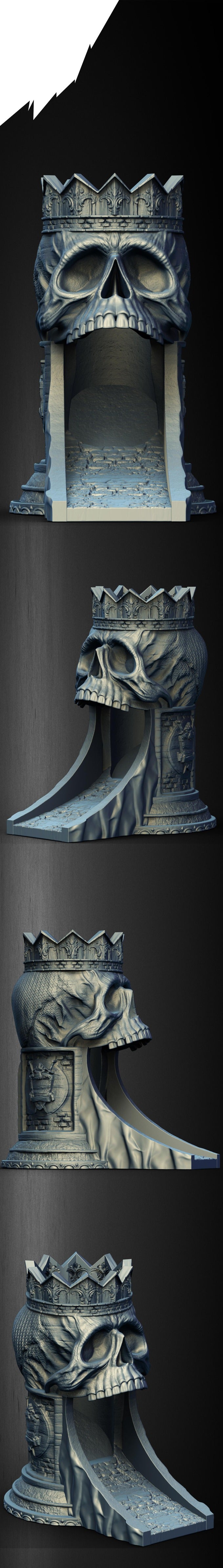 Slope3D - Royal Skull (Crowned) Dice Tower - DnD/TTRPG/Roleplaying/Wargames