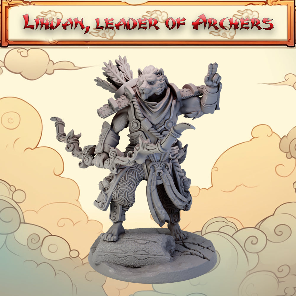 Mojibake - Battle for Xiuyu - Tabaxi Archer Leader - DnD/TTRPG Figure/Miniature - Helios3DPrinting