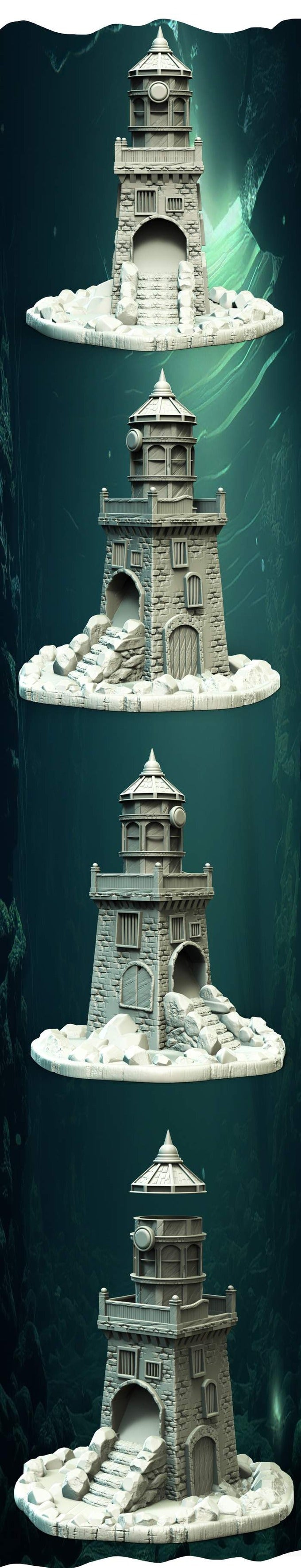 Slope3D - Lighthouse (Stone) Dice Tower - DnD/TTRPG/Roleplaying/Wargames