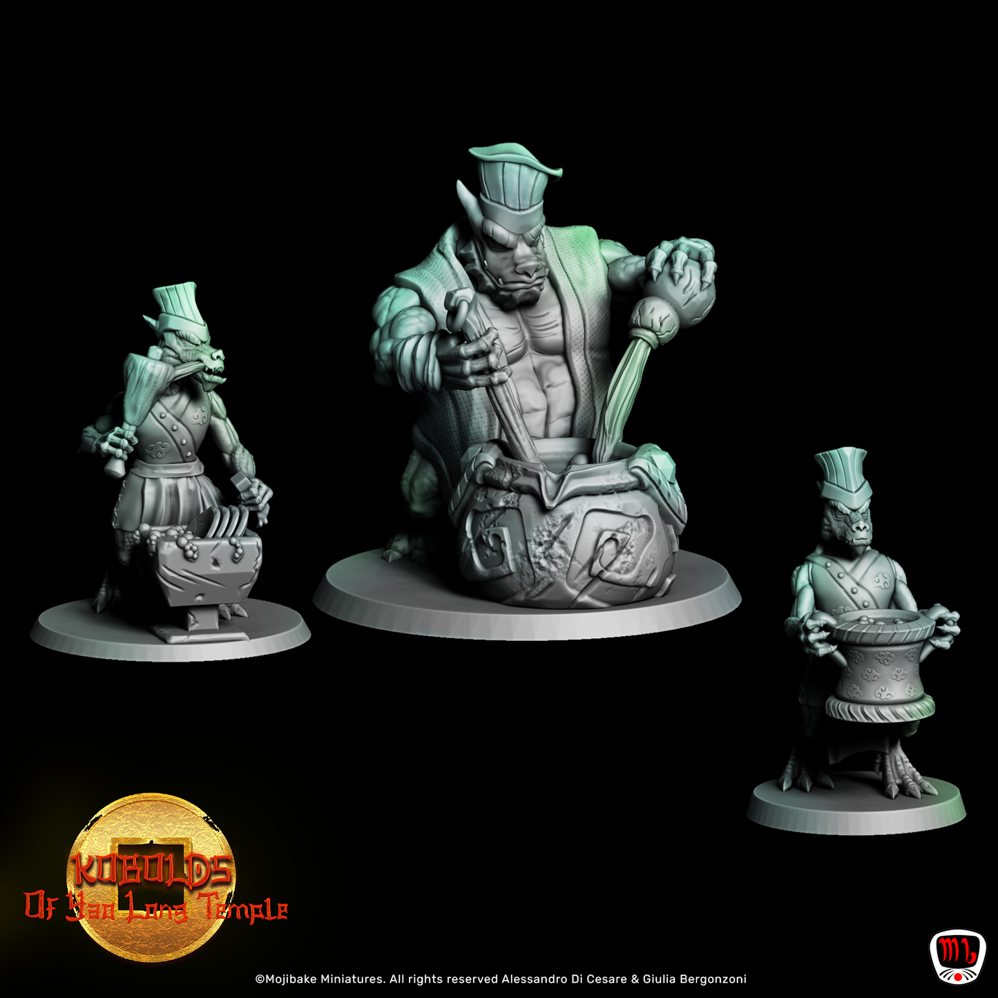 Mojibake - Kobolds Of Yao Long Temple - Chef & Minions - DnD/TTRPG Figure/Miniature - Helios3DPrinting
