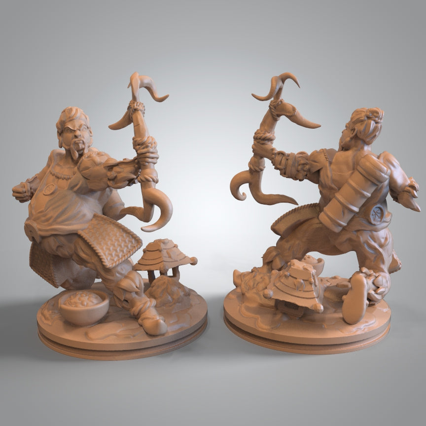 Mojibake - Battle for Genbushan - Genasi Archer - 2 Poses - DnD/TTRPG Figure/Miniature - Helios3DPrinting