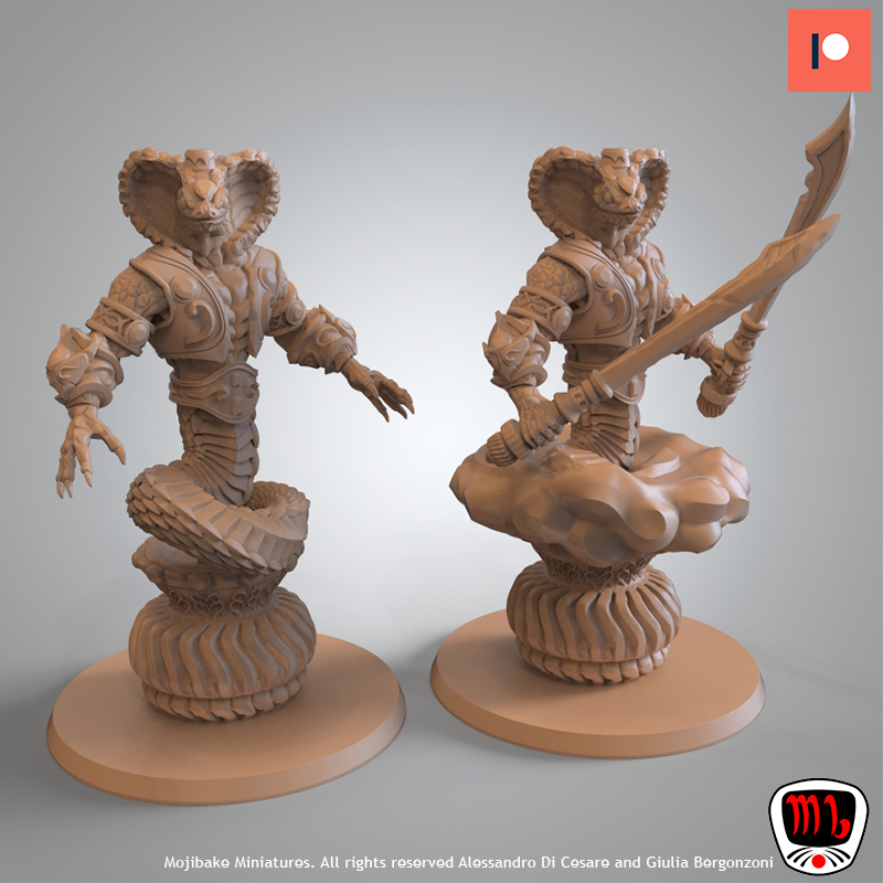 Mojibake - Temple of the Broken Spires - Yuan-ti Genie - DnD/TTRPG Figure/Miniature - Helios3DPrinting