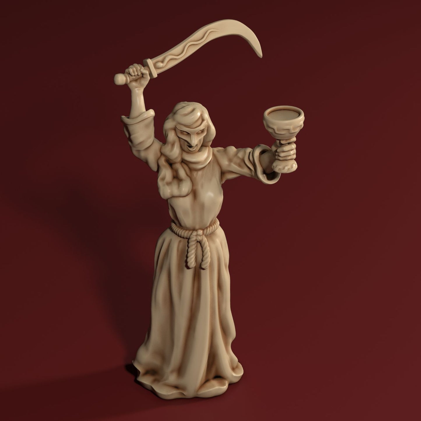 Medusa Miniatures - Cobra Cult - Cultist w/Scimitar - DnD/TTRPG/Roleplaying/Wargames