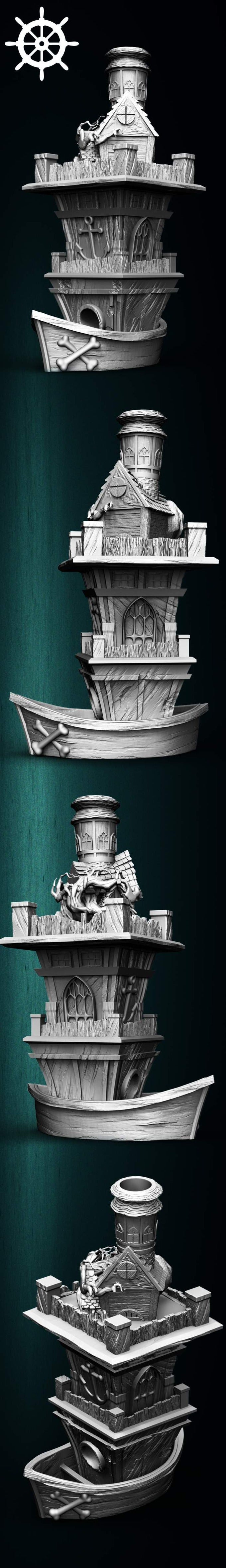 Slope3D - Pirate Ship (Hut) Dice Tower - DnD/TTRPG/Roleplaying/Wargames