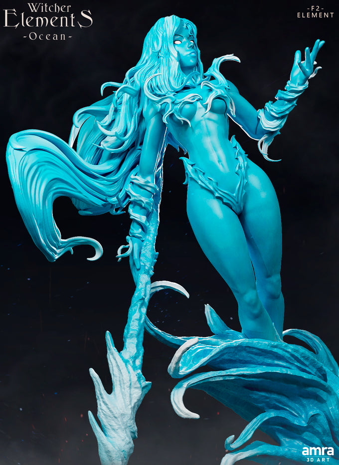 Amra 3D Art - Witcher Elements - Ocean #2 - 80mm Pin Up/Figure/Model/Diorama - Helios3DPrinting