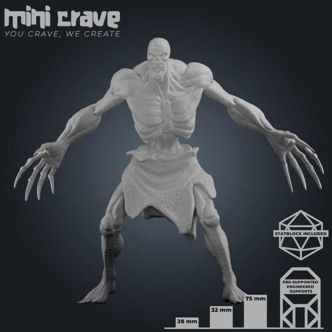 Mini Crave - Xiona Undeads - Ghoul #1 - DnD/TTRPG Figure/Miniature