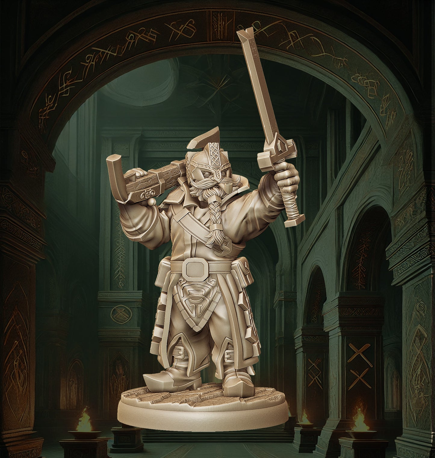 Monolith Arts - Dwarves - Gunner Champion - DnD/TTRPG Figure/Miniature