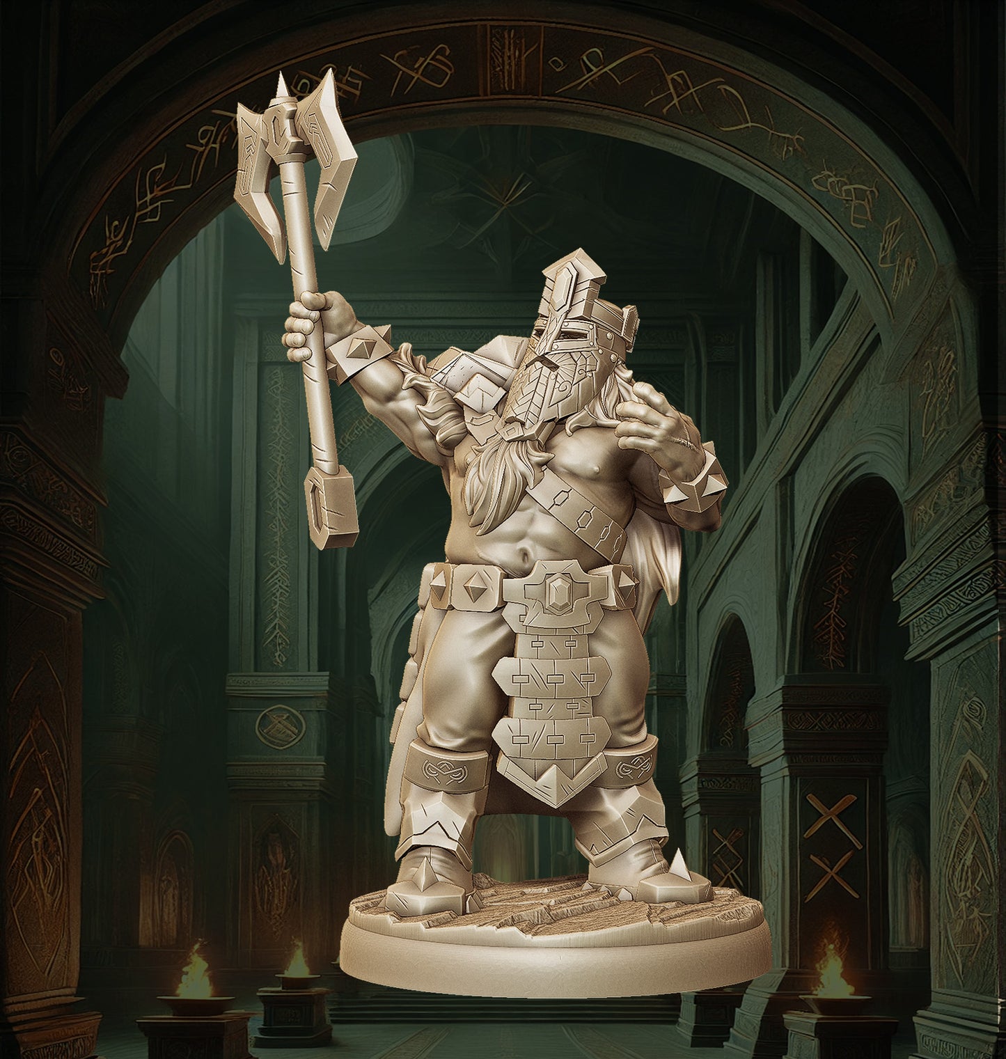 Monolith Arts - Dwarves - Warrior Champion - DnD/TTRPG Figure/Miniature