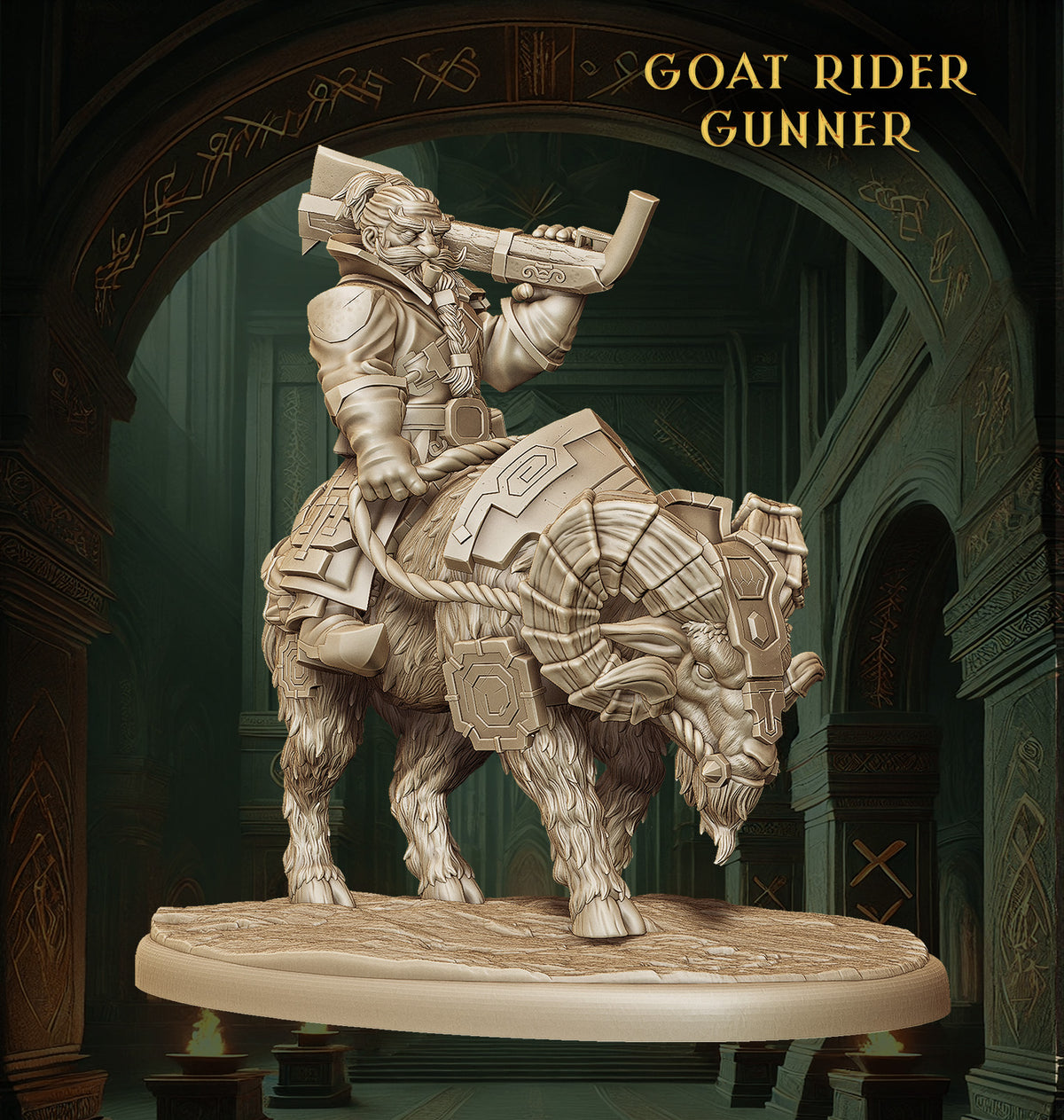 Monolith Arts - Dwarves - Goat Rider #4 - DnD/TTRPG Figure/Miniature