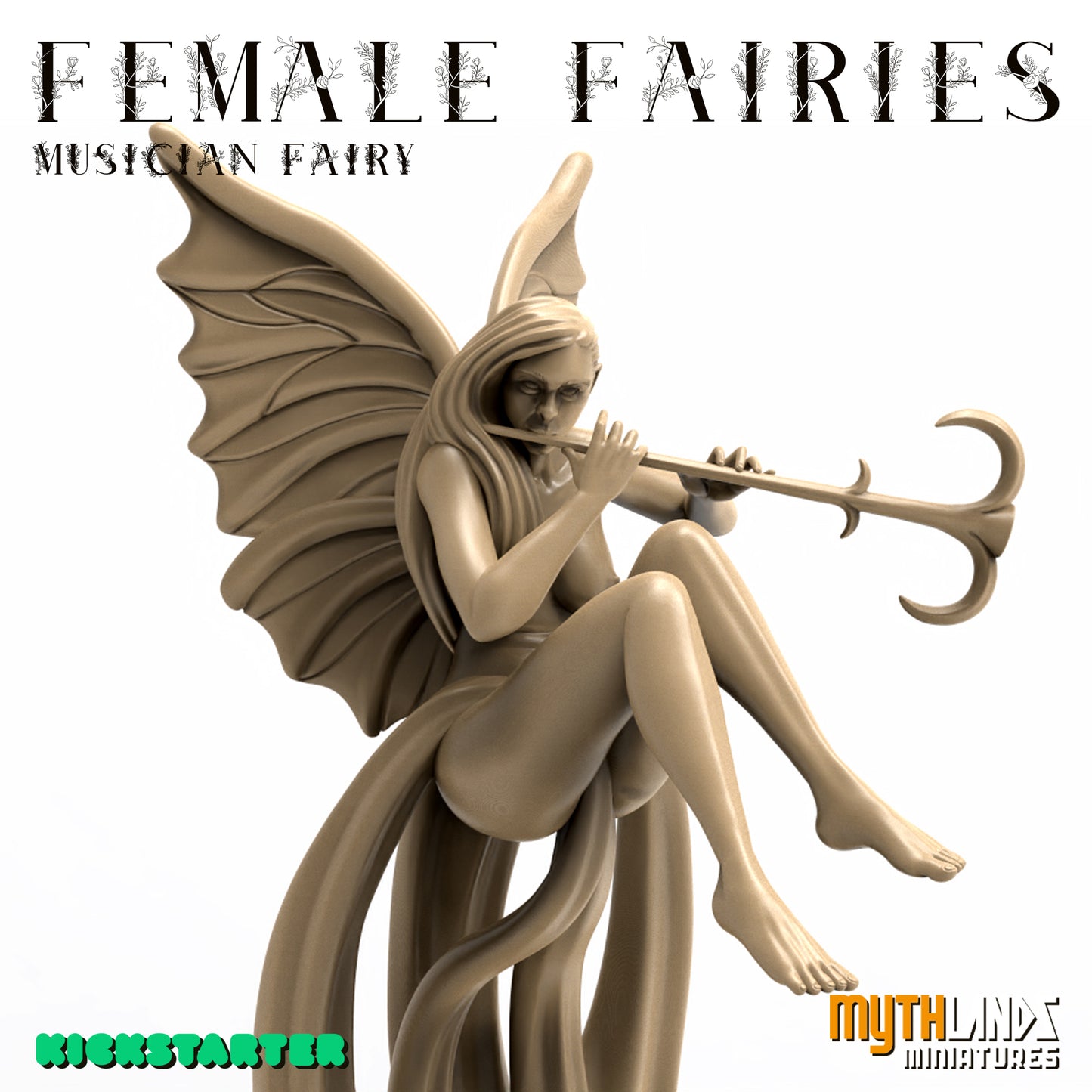 Darío Moya - Female Fairies - Musician - 32/54/70mm Pin Up/Figure/Model/Diorama - Helios3DPrinting