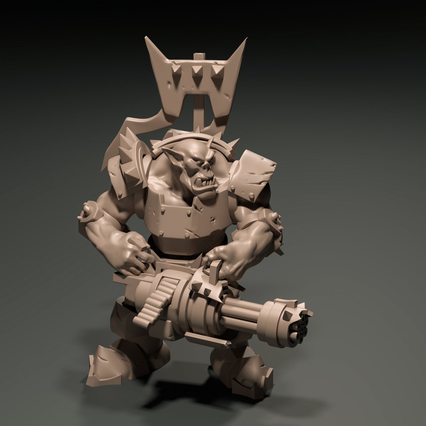 Dinoworld - Orks - Orc w/Minigun - DnD/Pathfinder/TTRPG Figure Miniature